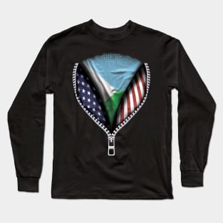 Djiboutian Flag  Djibouti Flag American Flag Zip Down - Gift for Djiboutian From Djibouti Long Sleeve T-Shirt